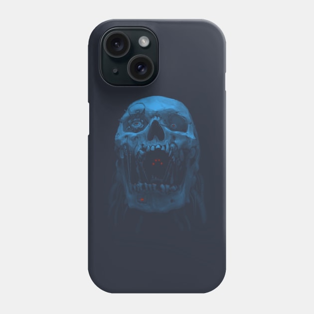 Robot Cyborg Skull Sci-Fi T shirt - Blue Phone Case by KalebLechowsk