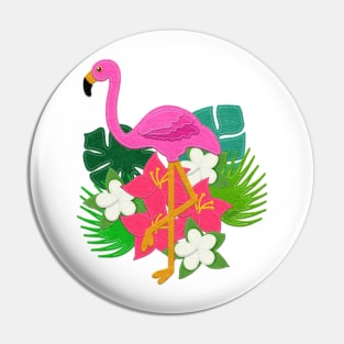 Felt Look Pink Flamingo and Tropical Leaves | Cherie's Art Original (c)2020 Pin