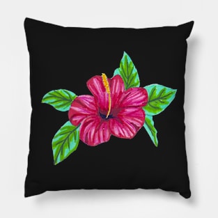 Pink Hibiscus - Marker Illustration Pillow