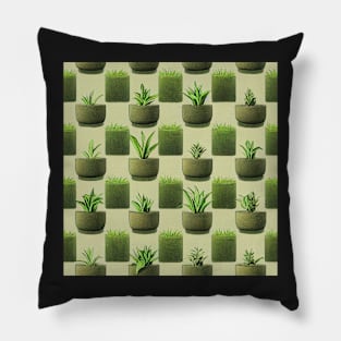 Succulents in pots grid repeating pattern Pillow