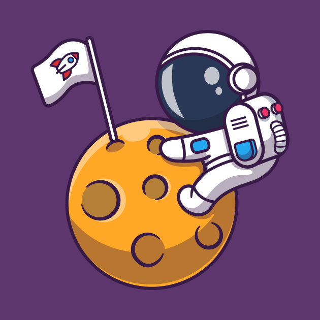 Cute Astronaut On Moon Cartoon by Catalyst Labs