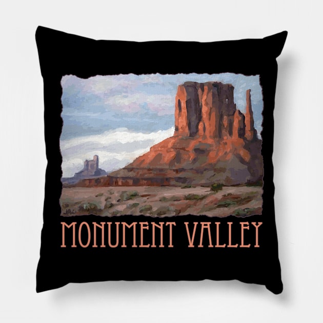 Monument Valley, Arizona & Utah, scenic mountain colorful landscape souvenir design Pillow by jdunster