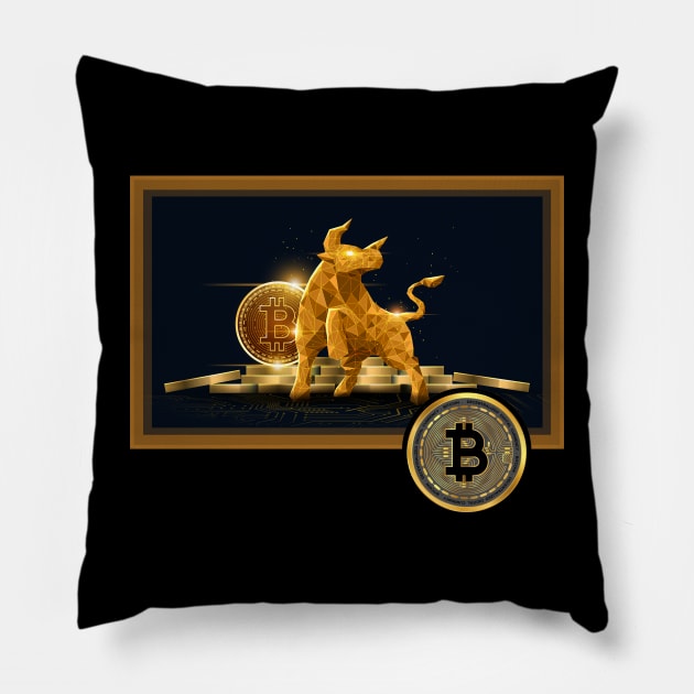 Bitcoin Bull Pillow by CryptoTextile