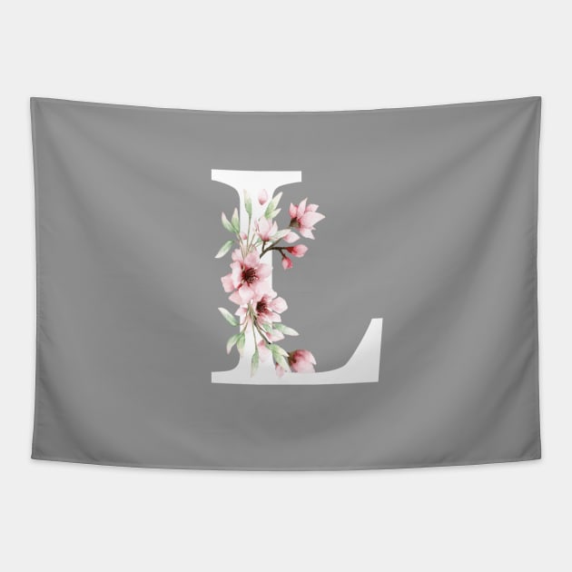 Letter L Monogram With Cherry Blossoms Tapestry by thesnowwhyte