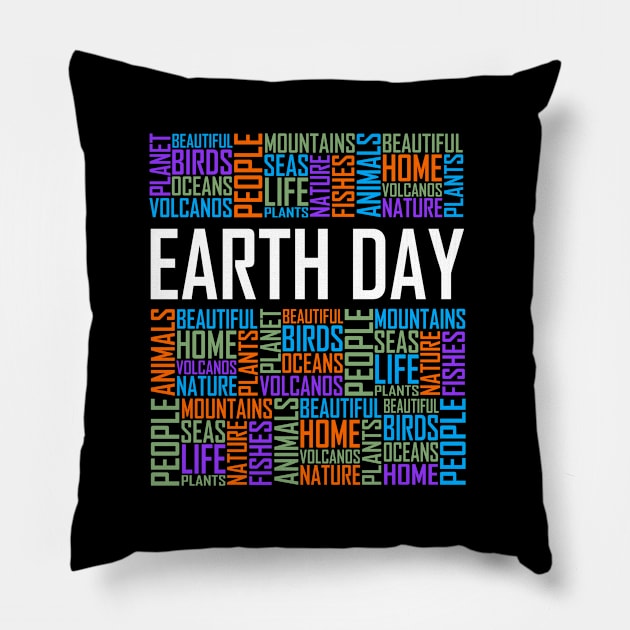 Earth Day Words Pillow by LetsBeginDesigns