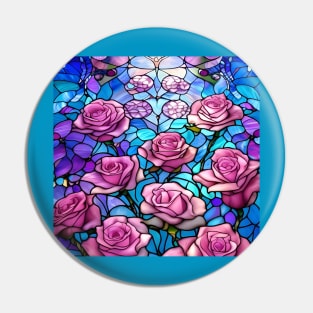 Stained Glass Roses Pin