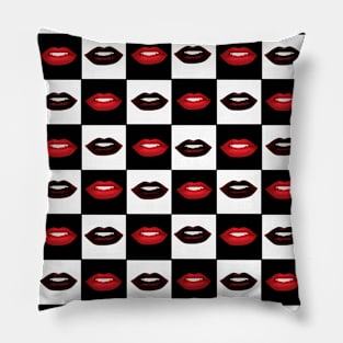 Small Checkerboard Lips Pillow