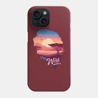 Stay Wild lion Savannah Sunset Night Phone Case