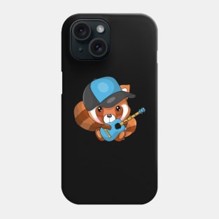 Cute cartoon red panda playing a guitar Phone Case