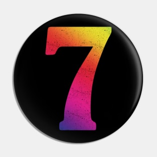 'Rainbow Lucky Number 7' Awesome Lucky Number Gift Pin