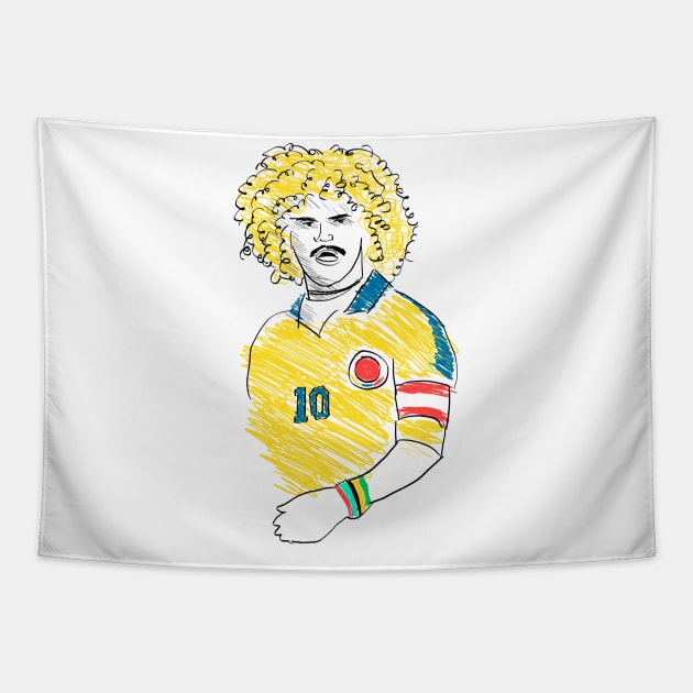 Pibe Valderrama Tapestry by juanc_marinn