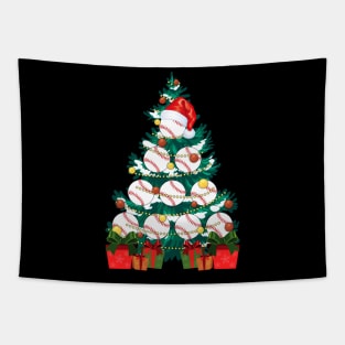 Baseball Lover Xmas Tree Lights Santa Baseball Christmas Tapestry