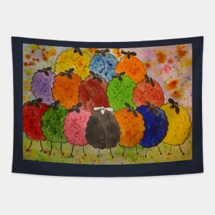 Quirky Colourful Sheep Tapestry