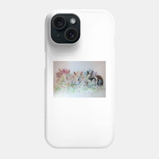 Rabbits Three Cute Bunnies Watercolour Phone Case