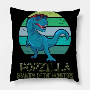 Popzilla Grandpa Of The Monsters Happy Father Day Dinosaur T-rex Saurus Lover Pop Vintage Retro Pillow