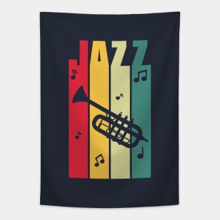 Trumpet and colorful stripes Jazz word Tapestry