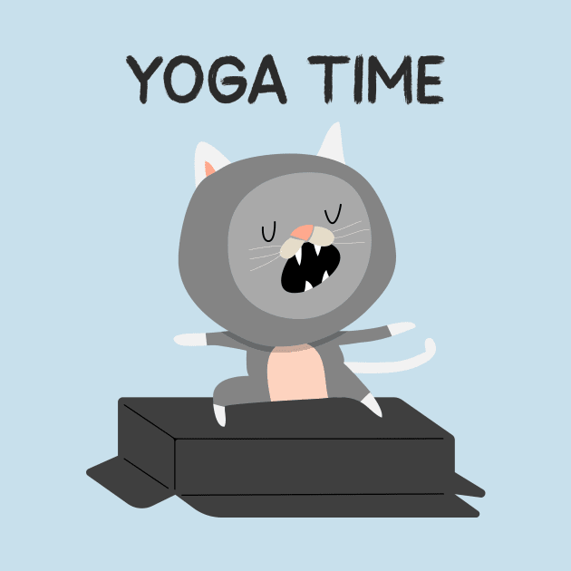 Yoga Cat / Yoga Time / Yoga Training T-shirt / Cute Cat Doing Yoga by Redboy