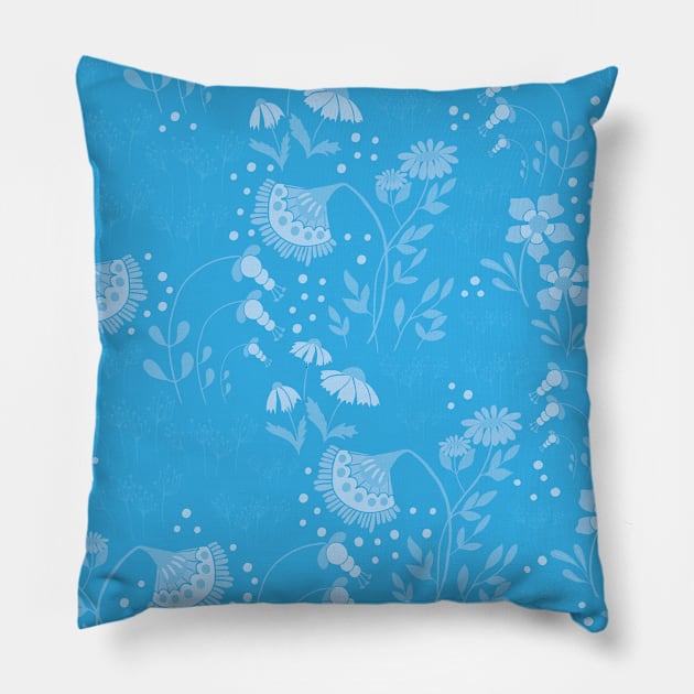 Blue  flowers pattern #6 Pillow by GreekTavern