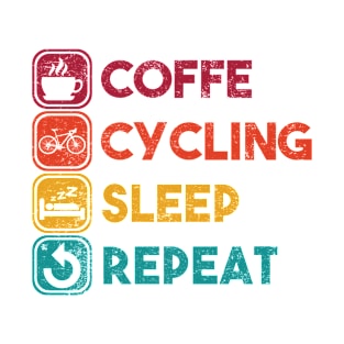 coffe cycling sleep repeat vintage T-Shirt