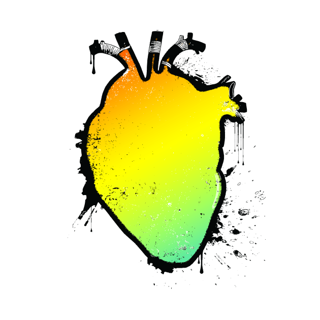 rainbow fade anatomical heart by chromatosis