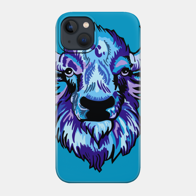 Mindful Vivid Buffalo in Purple & Light Blue - Buffalo - Phone Case
