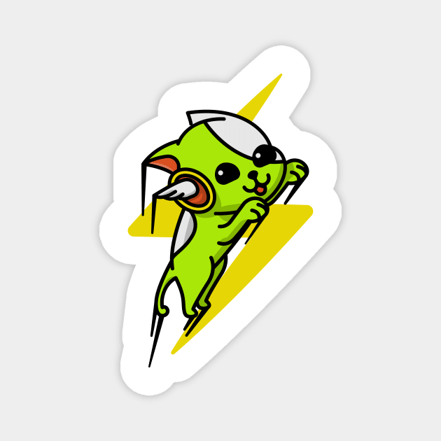 Lightning Bolt Flying Dog Green Magnet by BradleyHeal