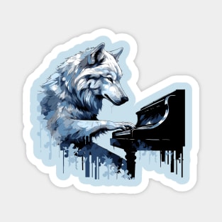 Wolf Playing Piano Magnet