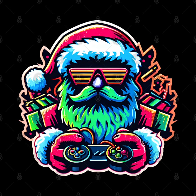 Rertro Santa Claus Gamer Christmas by E