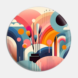 Colourful Abstract Art Deco Pin