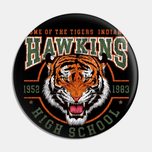 Hawkins High School Indiana Worn Out Pin by Alema Art