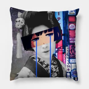 Aesthetic  Anime Neon Geisha Pillow