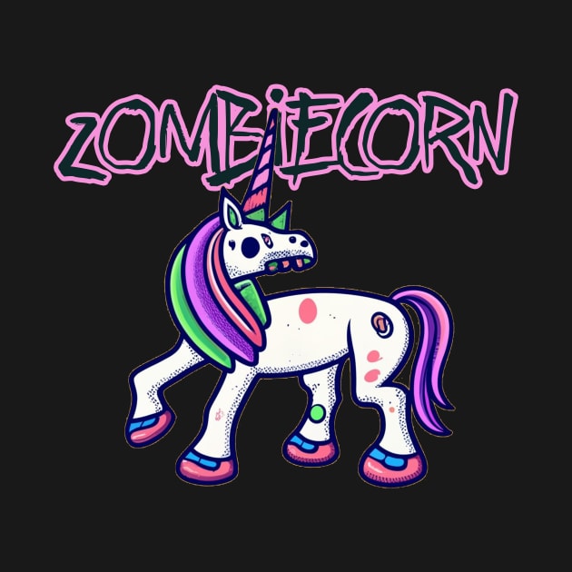 Horror Zombie Unicorn Drawing - Macabre Fantasy Art by Soulphur Media