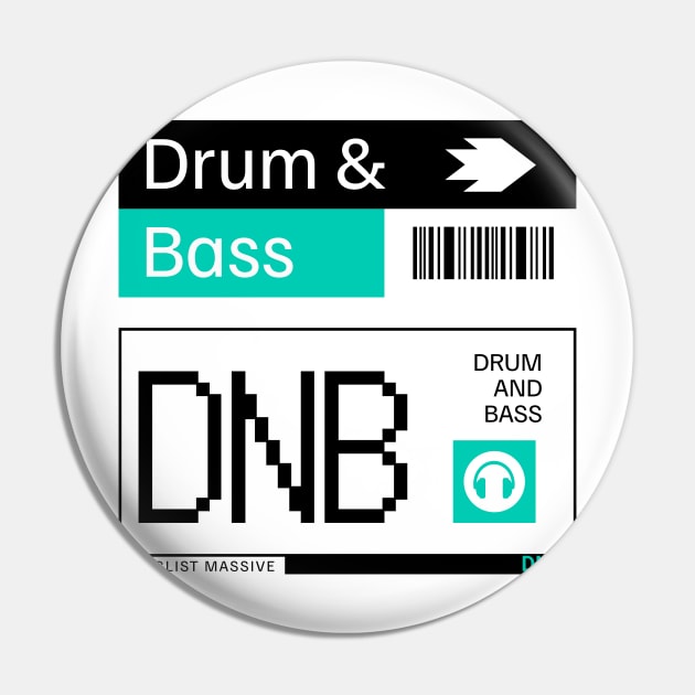 DRUM AND BASS  - DNB Ticket Steez (black/teal) Pin by DISCOTHREADZ 