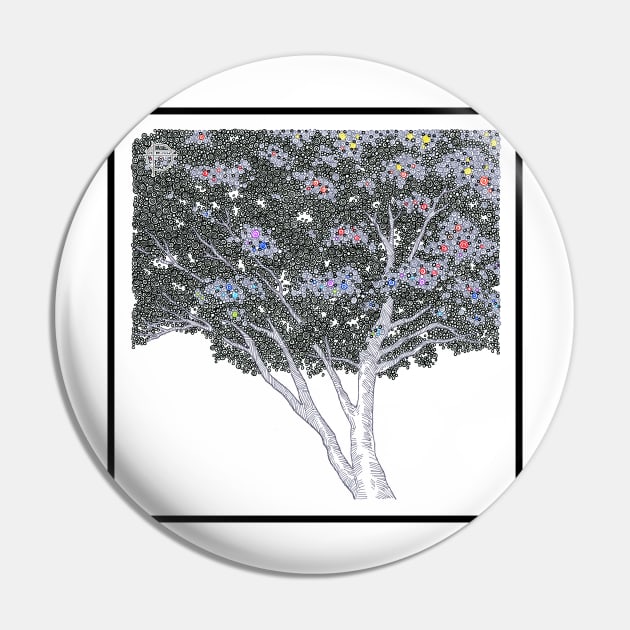 Black Tree Circle Design Pin by pbdotman