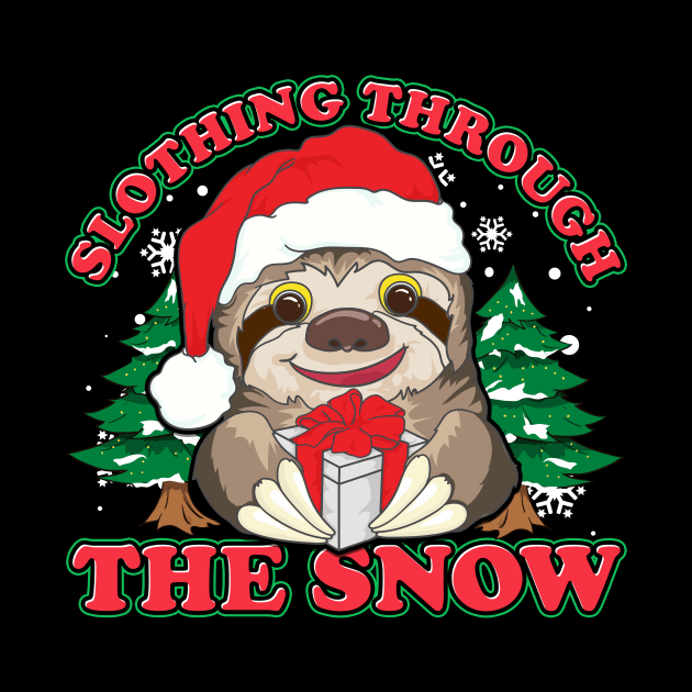 Cute Slothing Through the Snow Christmas Sloth by theperfectpresents