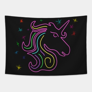 Unicorn Glowing Neon & Glittery Visual Effect Tapestry