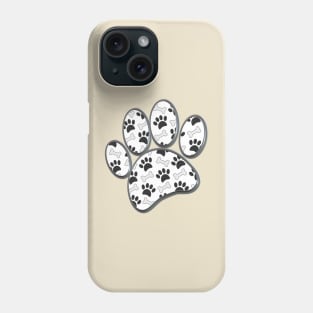 Faux 3D Shape Dog Paw Print And Bone Pattern Phone Case