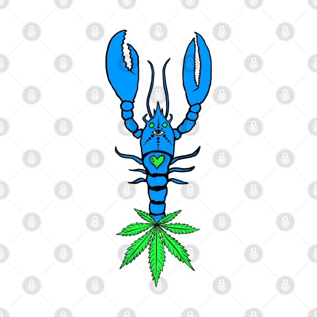 Rare Blue Lobster Third Eye Heart Chakra 420 Leaf Tail by Invisible Jaguar Designs