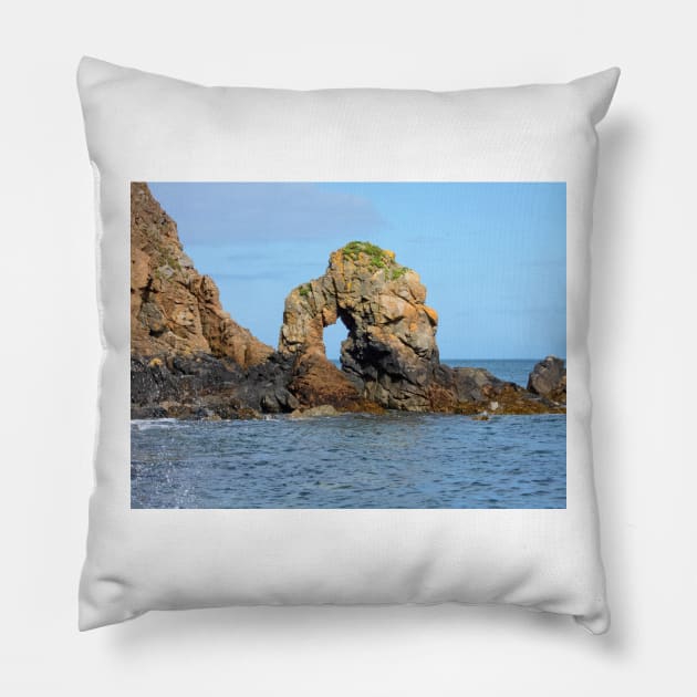 Les Fontaines Bay, Sark Pillow by HazelWright