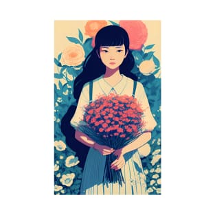 girl holding flowers T-Shirt