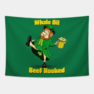 Whale Oil Beef Hooked Say It Fast Funny Leprechaun Tapestry