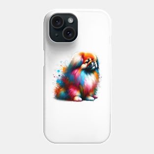 Pekingese Dog in Vivid Splashed Paint Style Phone Case