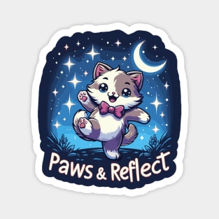 Paws and Reflect - Kawaii Dancing Kitten Magnet