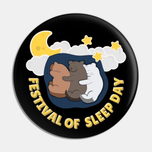 Cute Cats Sleeping on Festival of Sleep Day Pin