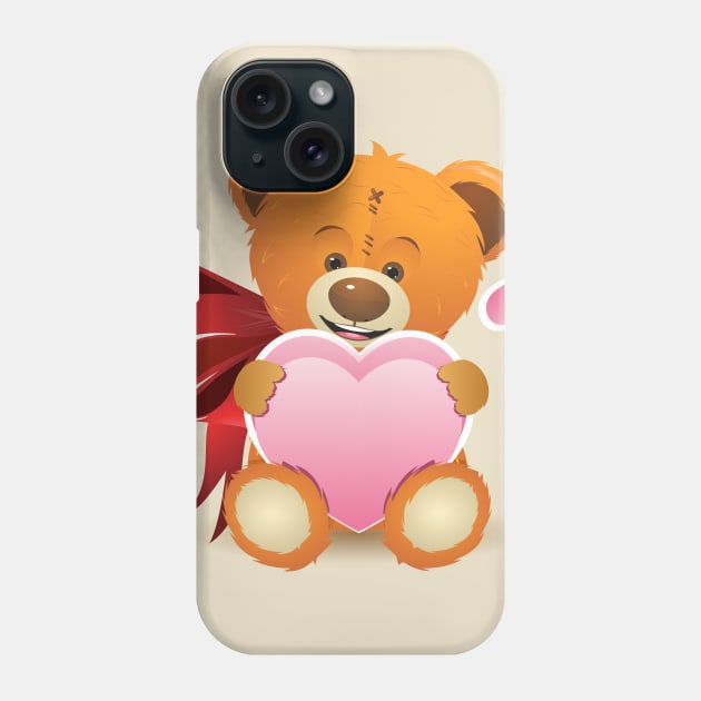 Teddy Bear with Heart Phone Case by AnnArtshock