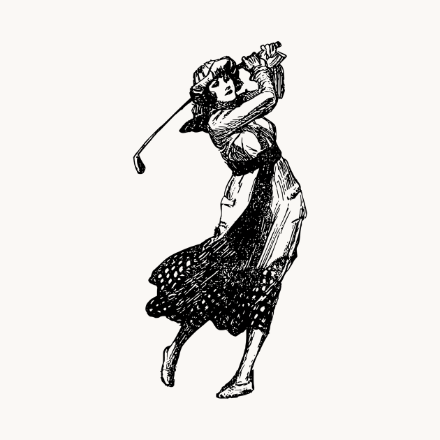 Vintage Female Golfer by Vintage Sketches