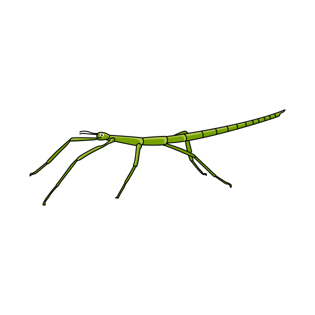 Cute green stick insects with happy faces cartoon by Cartoons of fun