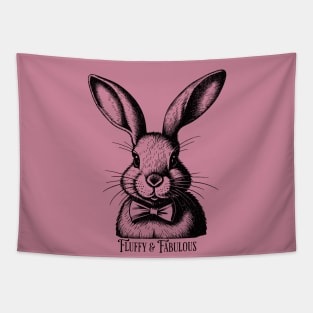 Fluffy and Fabulous Vintage Bunny Rabbit Black and white design, Cute Bunny Tapestry