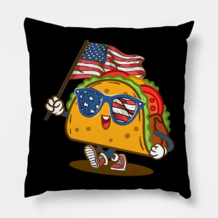 Taco Sunglasses American Flag USA Funny 4th Of July Pillow