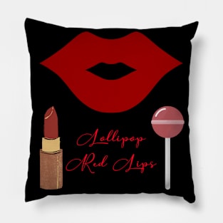 Lollipop red lips. Girly lipstick makeup candy Pillow